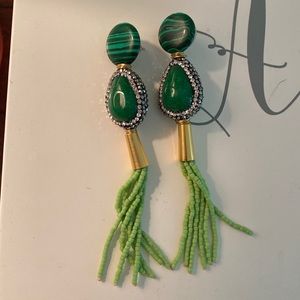 Nicola Bathie green drop earrings